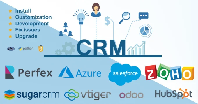 I will work on zoho, odoo, salesforce, hubspot, vtiger, sugarcrm, perfex, azure CRM